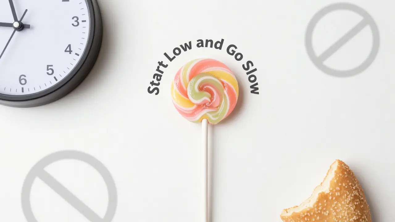 Lizák Bud Candy s hodinami a jídlem ilustrující bezpečné užívání edibles.