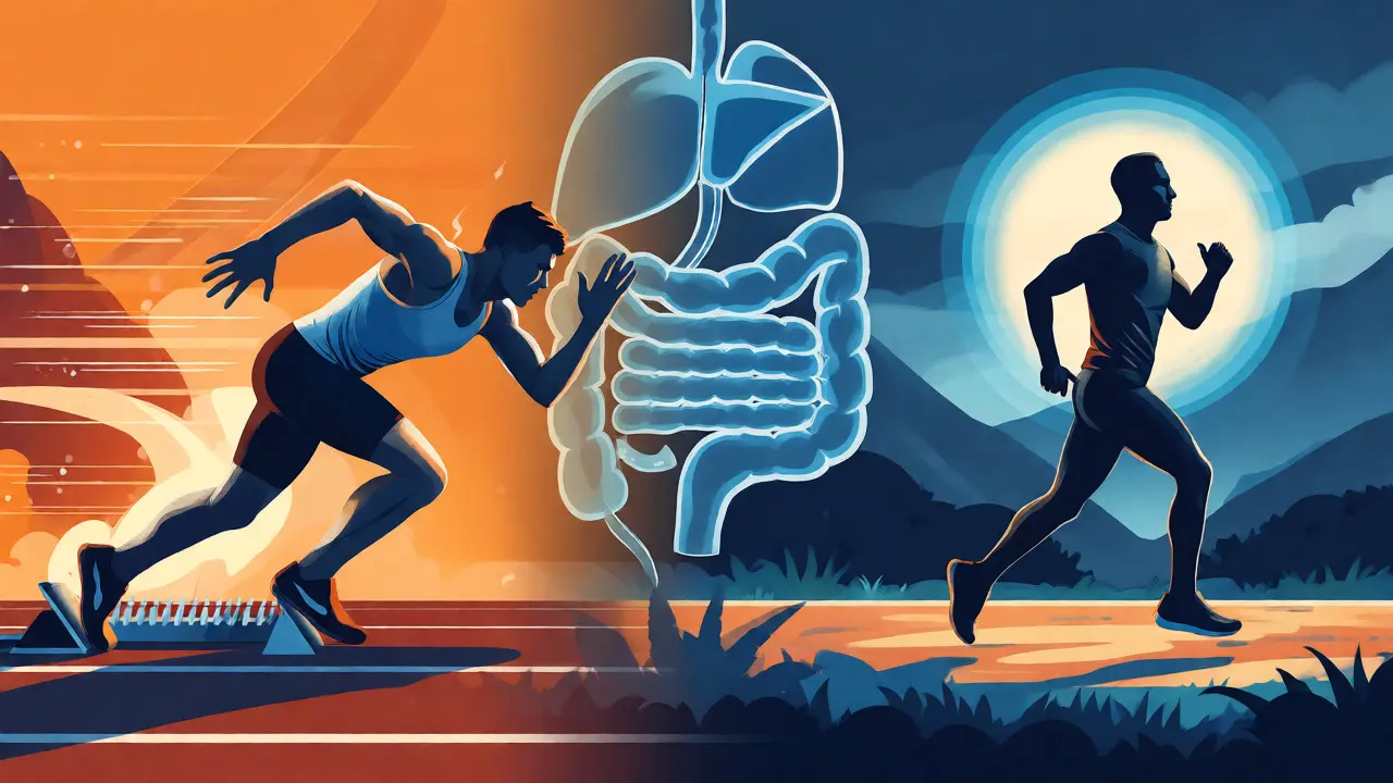 Konceptuální porovnání rychlosti účinku: sprinter versus maratonec pro různé formy CBD.