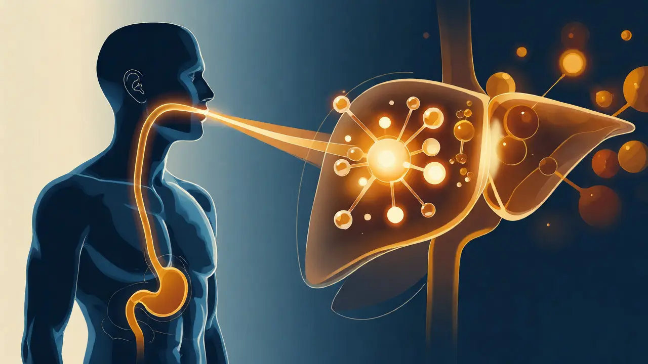 Konceptuální ilustrace metabolismu kanabinoidů v těle