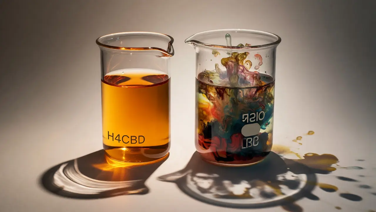 Porovnání čisté kapaliny H4CBD s chaotickou směsí různých kanabinoidů