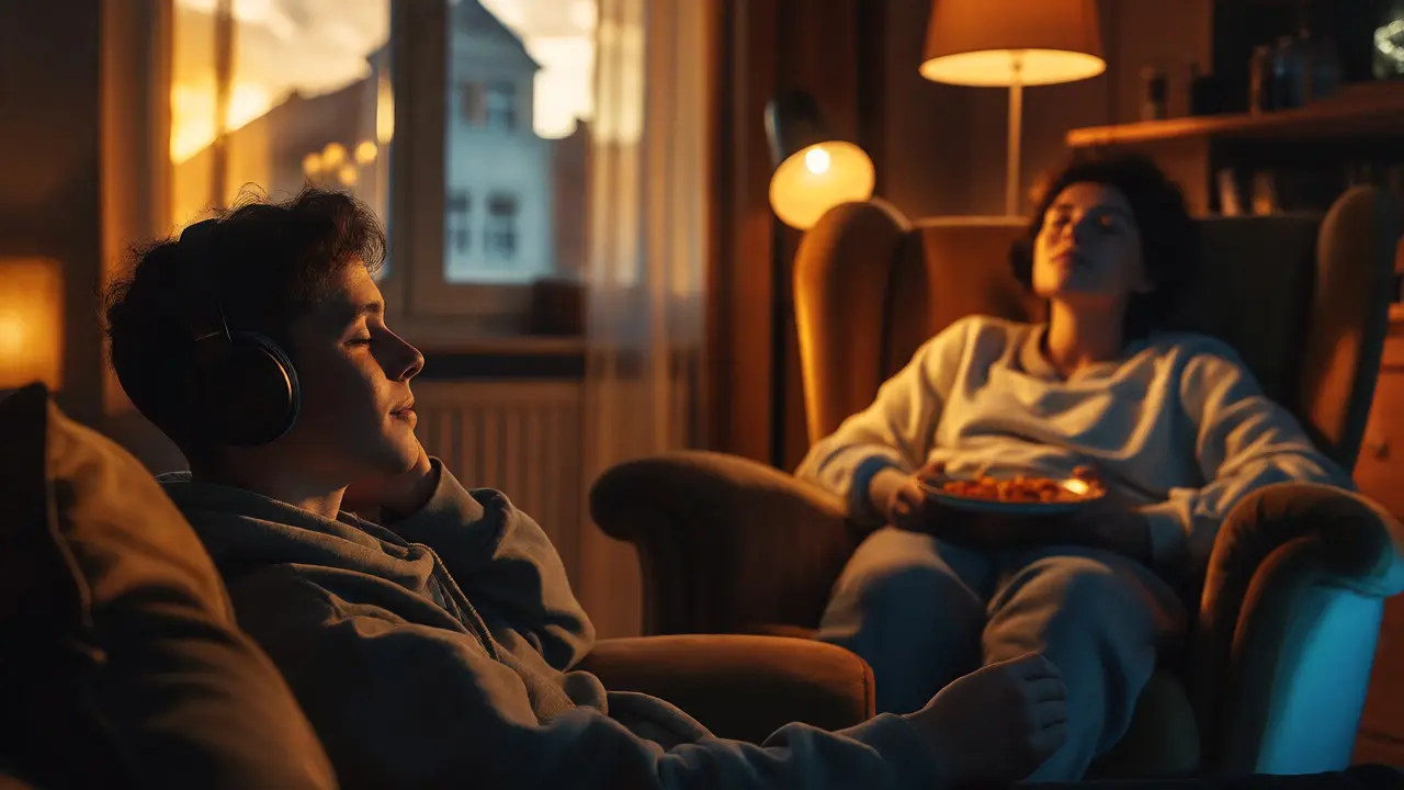 Relaxační scéna s lidmi užívajícími různé kanabinoidy doma